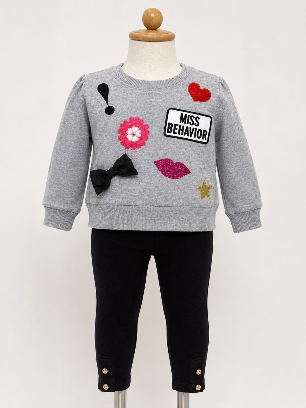 Kate Spade New York 2 Piece Outfit 18M Gray Sweatshirt Black Leggings Set